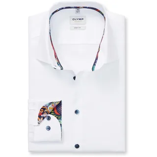 Langarmhemd OLYMP "Level 5", Herren, Gr. 44, Verlängerter Arm, weiß, Web, Obermaterial: 97% Baumwolle, 3% Elastolefin, normal, 2-Knopf-Manschette, Hemden Langarmhemd, New York Kentkragen, body fit, Businesshemd, extra langer Arm