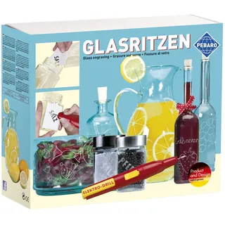 Pebaro 0357 Bastelset Glasritzen mit Gravierstift 3 Schleifstifte 2 Gläser