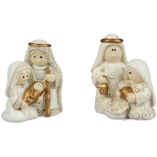 760142 Paar Mini Heilige Familie Creme-Gold 6cm aus Kunststein Hand gefertigt