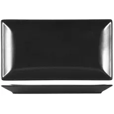 H&h boston piatto rettangolare nero, stoneware, 25x15cm
