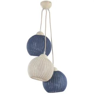 ONLI Hängeleuchte 3-flammig, creme/blau