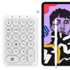 T TENDTOP Zeichen Tastatur für Procreate, Procreate Keyboard, Procreate Tastatur für Digitale Kunst, Wiederaufladbare Kabellose Shortcut Maltastatur für Skizzen Illustrations Designer (White)