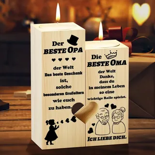 KAAYEE Muttertagsgeschenk Oma Vatertagsgeschenk Opa Kerzenständer, Herzförmiger Kerzenhalter Geschenke für Oma Opa, Geburtstagsgeschenk Weihnachtstag Erntedanktag für Großmutter Großvater von Enkel