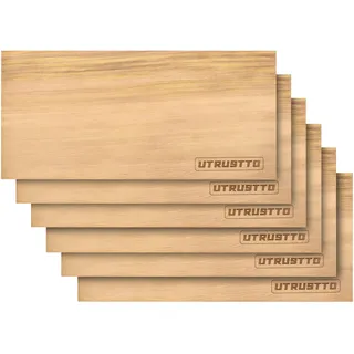 UTRUSTTO Zedernholzbrett zum Grillen 6er Set Grillbretter, Räucherbretter aus Zedernholz hergestellt aus 100% natürlichem, für einen besonderen Grillgeschmack