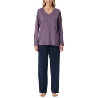 Schiesser Damen Schlafanzug Set lang weiche Baumwolle-Nightwear Pyjamaset, Malve_181986, 40