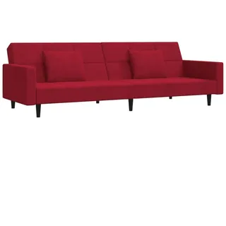 Schlafsofa 2-Sitzer mit 2 Kissen Weinrot Samt - Rot