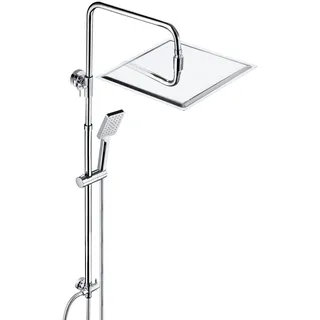 JOHO Duschset ohne Armatur, Chrom Duschstangeset Duschsäuleset, Regendusche Duschsystem Wassersparend mit Duschkopf aus rostfreiem Edelstahl 30x30cm eckig
