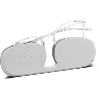 Nooz - Lesebrille - Vergrößerte Lupenbrille - Presbyopie-Brille Für Herren und Damen - inklusive kompaktem Etui - Ultraleichter - Runde Form - Kristall - +2