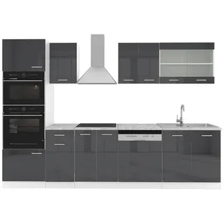 Vicco Küchenzeile R-Line 300 cm Anthrazit Hochglanz/Weiß