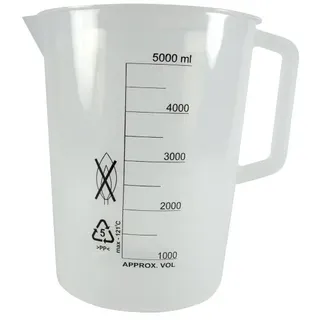 MoonLab PP Becher mit Ausguß und Amp, Griff, Graduiert, Natur, 5000ml Kapazität