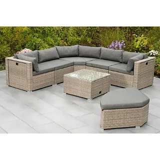 Gartenlounge-Set MERXX "Rivello", beige, B:225cm H:63cm T:225cm, Kunststoff, Stahl, Sitzmöbel-Sets, Gartenlounge-Set, inkl. Auflagen, Aufstellmaß BxTxH: 225x225x63 cm