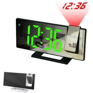 Uhr Projektor Verspiegelt LED Wecker Display LCD Elektrischer Digital Uhrzeit