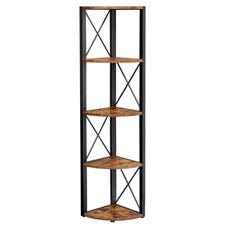 VASAGLE Eckregal 5 Ebenen 160 x 40 x 30 cm Vintagebraun-Schwarz
