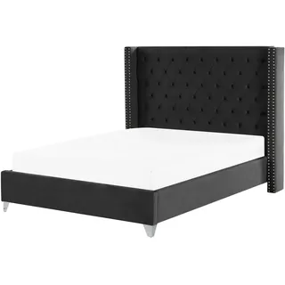 Beliani Polsterbett 160/200cm Schwarz Lubbon - Textil , 160x200 cm , Schlafzimmer, Betten, Polsterbetten