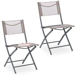 Relaxdays Klappstuhl Gartenstuhl 47 x 60 x 85 cm beige 2 St.