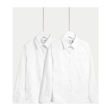 M&S Collection Lot de 2chemises coupe standard pour fille en coton, idéales pour l'école (du2 au 18ans) - White, White - 7-8 Y