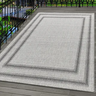 Carpetsale24 Outdoor Teppich Wetterfest Innen & Außenbereich Modern Design Küchenteppich Balkon Terrassen Flachgewebe Wetterfest, Grösse: 140x200 cm - Creme