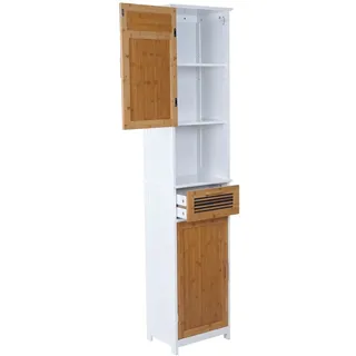 Mendler HWC-A85 Hochschrank 180 x 40 x 31 cm Weiß/Braun Holz