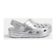Unisex,Boys,Girls M&S Collection Kids' Clogs (4 Small - 2 Large) - Silver, Silver - 11 S-STD