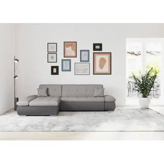 DOMO collection Eckcouch Kunstleder 3-Sitzer Grau/Silber