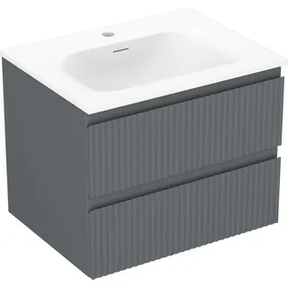 Mexen Rivel 60 cm Badezimmer-Unterschrank mit Waschbecken Vela, 2 Schubladen, geriffelt, graphit matt/weiß matt - 91A20-06047-2?