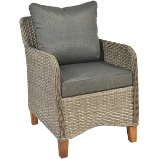Gardenson Gartensessel-Set , Naturfarben, Beige , Metall, Kunststoff , Akazie , massiv , Füllung: Schaumstoff , 59x83x77 cm , Gartenmöbel, Gartensessel, Gartenstühle