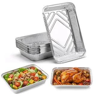 Hejo 20 Stück Aluschalen Grill, 2250ml Stabile Grillschalen, Alu Grillschalen für Gasgrill, Holzkohlegrill & Backofen(33x21,7x5,2cm)