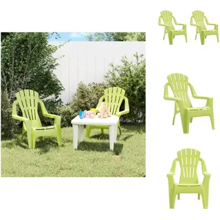 vidaXL Kinder-Gartenstühle 2 Stk. Grün 37x34x44 cm PP Holzoptik - Gartenstühle - Grün