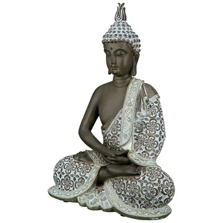 Gilde Deko Skulptur Buddha Figur sitzend - Meditation - braun/weiß - Höhe 29 cm