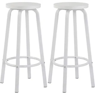 WOLTU 2er-Set Barhocker Barstuhl Bistrohocker Tresenhocker runde Sitzfläche aus MDF Gestell aus Metall Weiß - Weiß