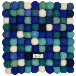 Grült Home Topfuntersetzer - Filz untersetzer für Tassen, Töpfe, Pfannen und Tassen handgefilzt in Nepal (Blau, Square 20 cm)