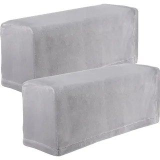 Garneck 2 Stück Stretch-Stoff Armlehnenbezüge Anti-Rutsch Spandex Liegestuhl Couch Armlehne Schutz Möbel Sessel Schonbezüge Grau