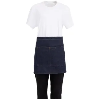 Whites Chefs Clothing BB465 Southside Kurze Bistroschürze mit Hellbraunen Bändern, Denim Blau