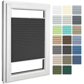 Home-Vision Premium Plissee zum Anschrauben Schwarz B70cm x H200cm | Blickdichtes Fensterrollo mit Halterungen zum Bohren in der Glasleiste Sonnenschutz Jalousie für Fenster & Türen
