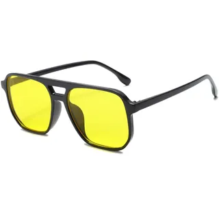 Long Keeper Retro Pilotenbrille Eckige Sonnenbrille Pilot Herren Damen Klassisch 70er Quadratische Sonnenbrille Retro Brille Pilotenform mit UV400 Schutz