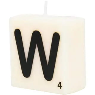 PD-Party 7040033 Geburtstag dekorative Wachsbriefe Kerze | Wax Candle - W, Cremefarben/Schwarz, 4cm Länge x 4cm Breite x 2cm Höhe