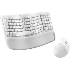 Logitech Wave Keys und Lift vertikale Maus – Ergonomisches Bundle – kabellose Tastatur mit gepolsterter Handballenauflage und vertikale kabellose Maus – Bluetooth, Multi-OS, Windows/Mac