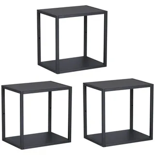 [en.casa] Wandregal 3 tlg. 27,5 x 27,5 x 20 cm Schwarz