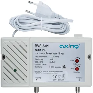 Axing BVS 3-01 Hausanschlussverstärker mit Rückkanal 5-30 MHz (30 dB, 47-862 MHz, 98 dBμV)