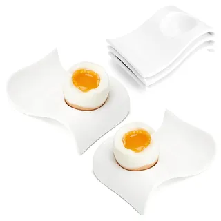 VQBKHO 3 Stück Eierbecher Porzellan, eramik-Eierbecher-Set, eierbecher lustig Keramik Camping, hart-weich gekochte Eier, stapelbar, Frühstücks-Brunch Display, Weiß