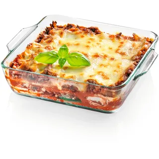 GOURMETmaxx Auflaufform für Heißluftfritteuse & Ofen - 800 ml | Borosilikatglas Backform rechteckig | Auflaufform klein zum Zubereiten, Garen & Servieren | Für den Airfryer & Überbackenes etc.
