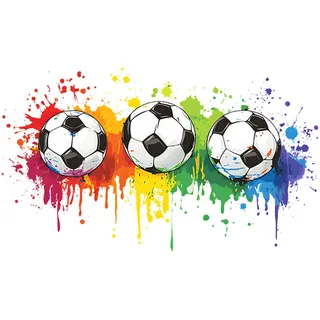 milaosk 3D Fußball Wandtattoo Wandaufkleber Kinderzimmer Junge Fussball | Bunt Wandsticker Aquarell Bunte Fußball mit Farbspritz Effekt Sport Tapete Wanddeko für Jugendzimmer Junge,58×33CM