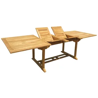 Teak Tisch Gartentisch ausziehbar Doppelauszug Holztisch rechteckig 260/180cm - Naturbelassen