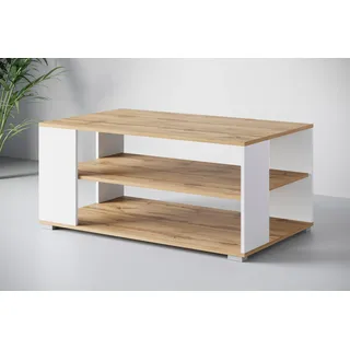 INOSIGN Couchtisch »Kenia« 1 Stk. tlg. Rechteckiger Kaffetisch, 100x66 cm, mit 2 Ablageböden, weiß