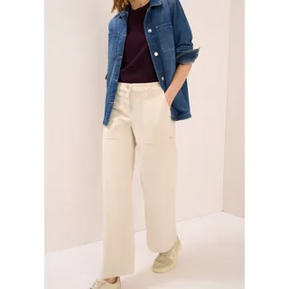 Cordhose CECIL "Style Neele", Damen, Gr. 31, Länge 28, beige (oat milk beige), Cord, Obermaterial: 98% Baumwolle, 2% Elasthan, unifarben, normal, Hosen Cordhose, Wide Leg, High Waist