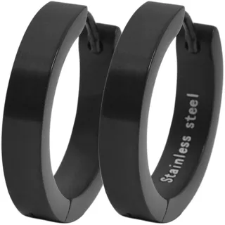 Paar Creolen ADELIA ́S "Damen Ohrringe ¿ Klappcreole aus Edelstahl", schwarz, Ohrringe, Damen, Edelstahl, Paar Creolen