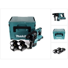 Makita, Bohrmaschine + Akkuschrauber, DHR 280 M4J 2 x 18 V 36 V Li-Ion Akku Bohrhammer Brushless 28 mm für SDS-PLUS im Makpac + 4 x (Akkubetrieb)