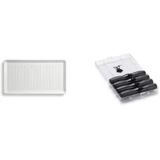 Weber 17884 Porzellan-Servierplatte, 40x22 cm, weiß, langlebig, hält die Temperatur lange & 6489 Maiskolbenhalter-Set, 8 Stück, Picknick, Grillen, Gartenparty