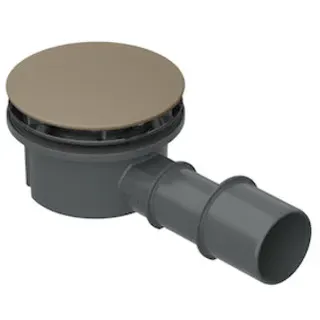 BetteCompact + Ablaufgarnitur, seitlich, Ablaufleistung 0,5 l/s, mit BetteAntirutsch Pro, B568-425AY, Farbe: Greige matt