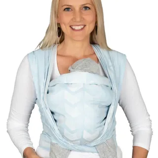Hoppediz Babytragetuch gewebt ab Geburt, ergonomisches Tragetuch für Neugeborene und Kleinkinder, Baumwolle, Design Amsterdam Aqua, 4,60 m
